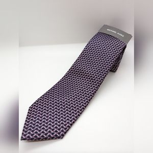 Men's Michael Kors 100% Polyester Slim Neck Tie - Navy, Mauve and Gray Geometric